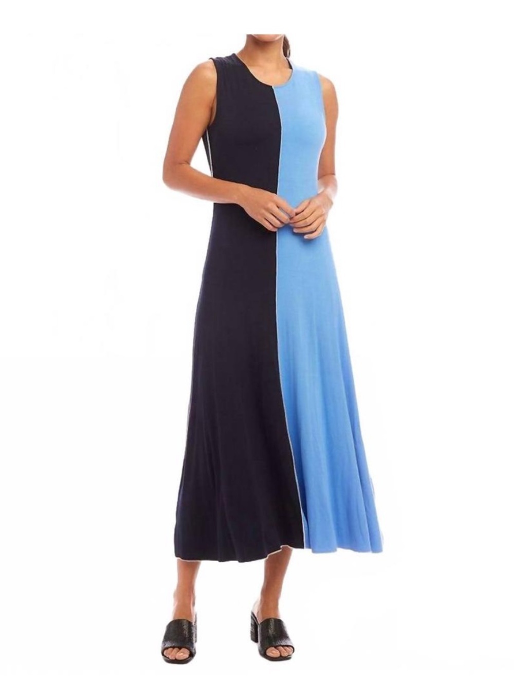 NEW KAREN KANE sleeveless colorblock petite boardwalk midi dress navy blue NWT - Picture 8 of 8